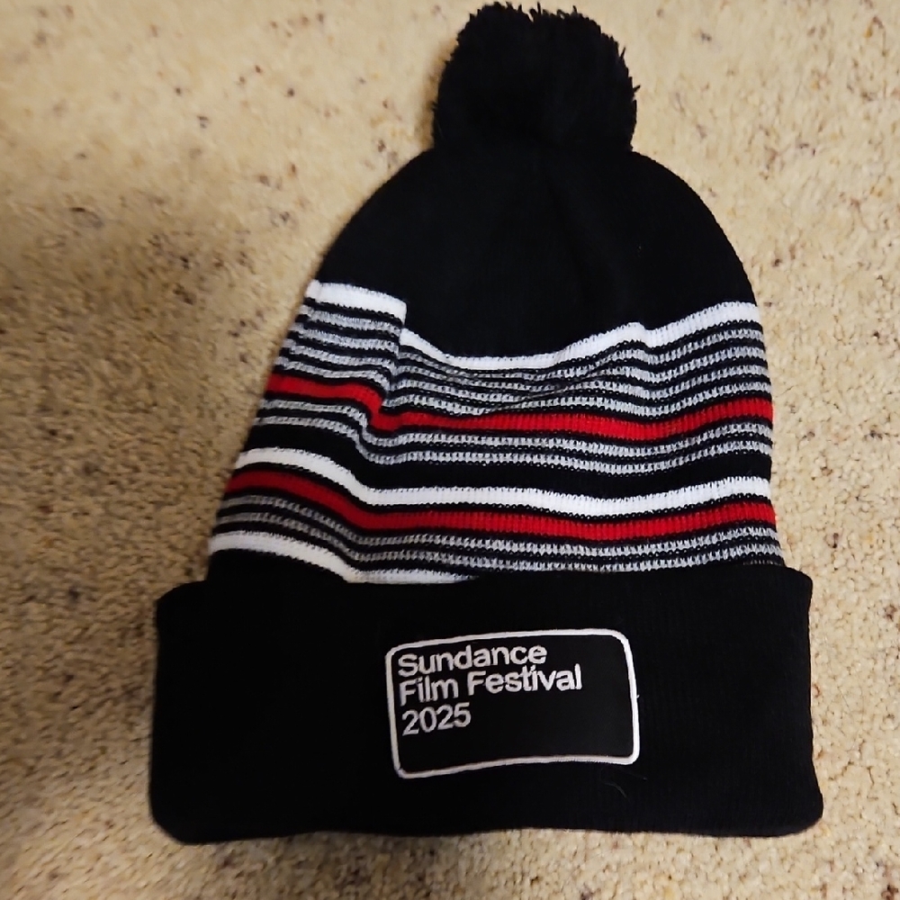 Kids' Striped Beanie - Black and Red